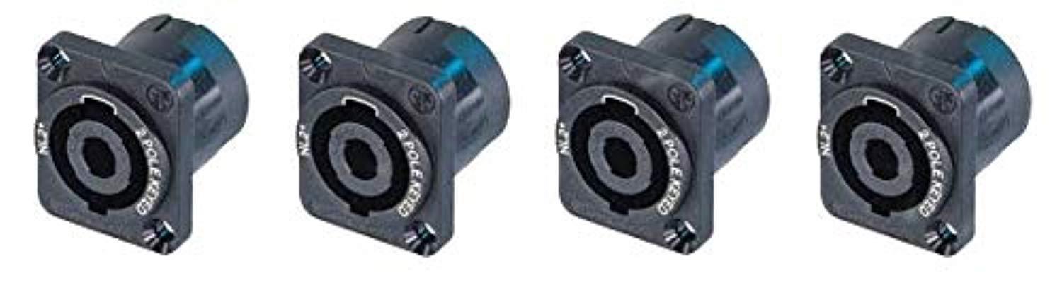 (4) genuine neutrik nl2mp 2 pole chassis mount locking speakon speaker connector