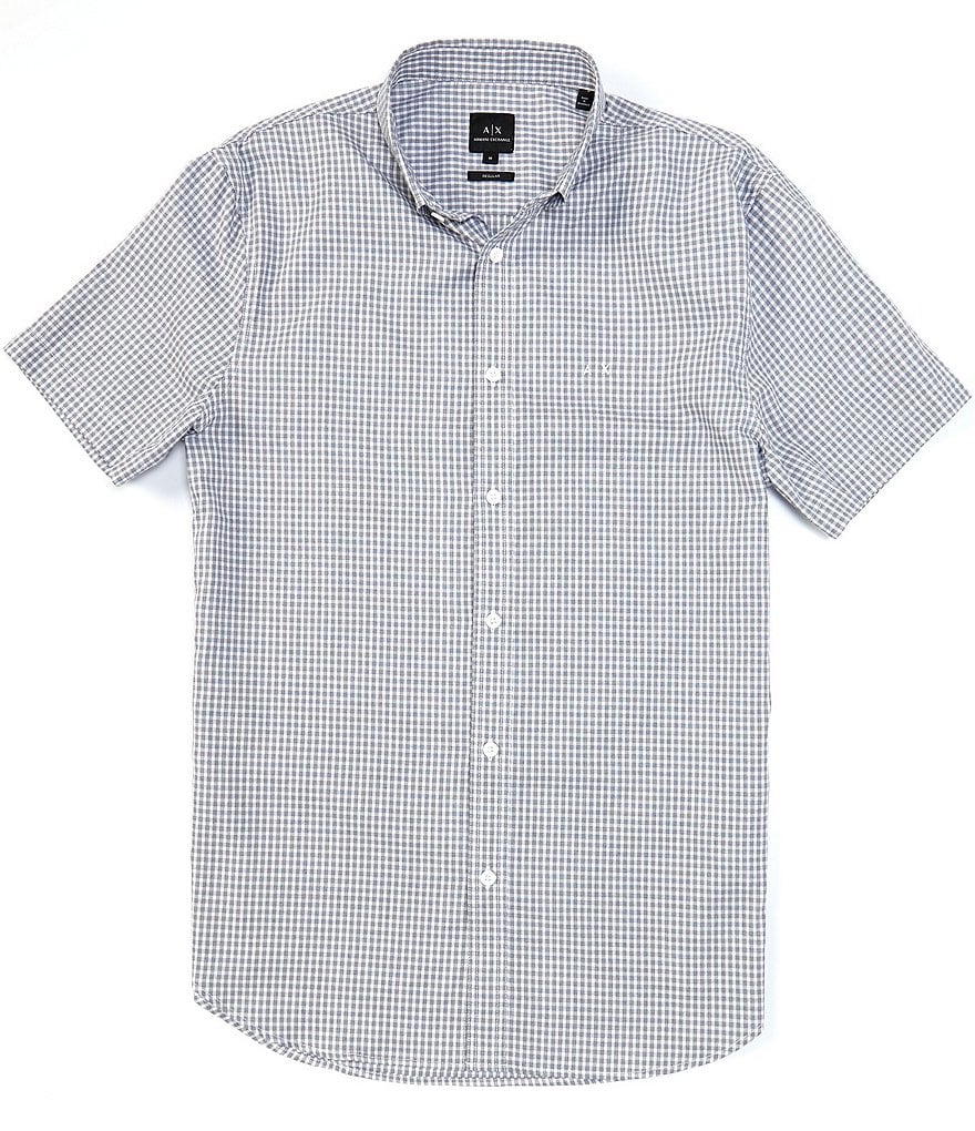 Armani Exchange Small Check Short-Sleeve Woven Shirt