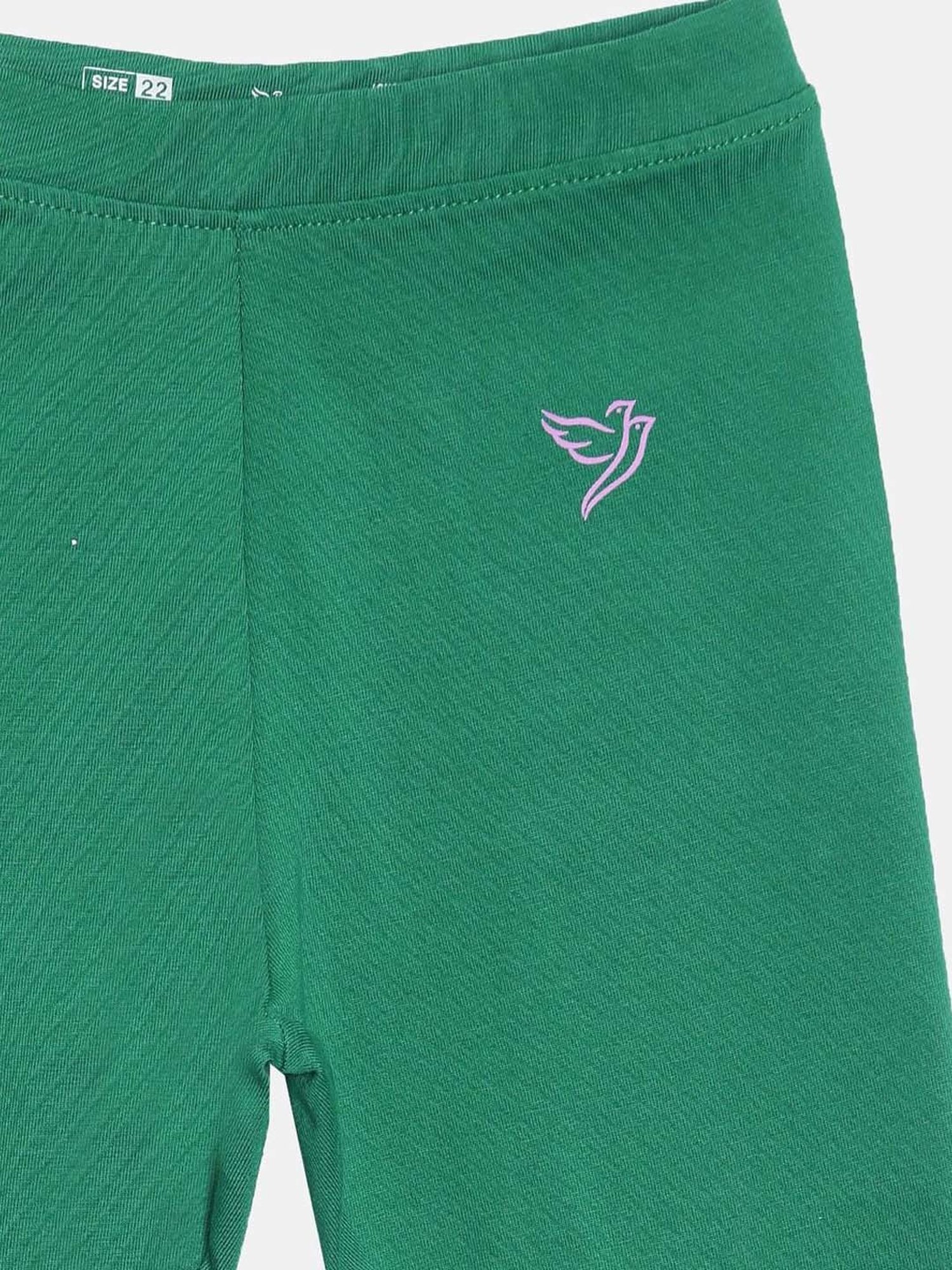 TWIN BIRDS Kids Black & Green Cotton Regular Fit Leggings (Pack of 2)