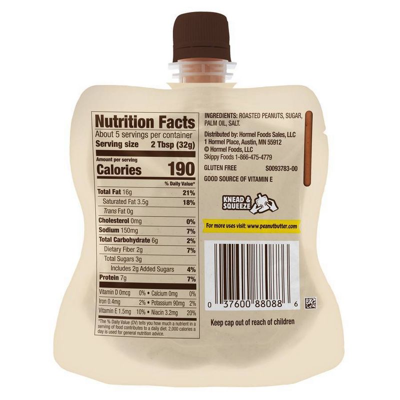 Skippy Natural Creamy Squeeze Pouch - 6oz