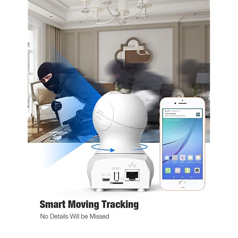 Indoor Camera, 1080P Pan/Tilt Baby Monitor with Camera and Audio,Pet Camera with Motion Detection,Two-Way Audio,Night Vision,Cloud and Local Storage,WiFi Camera