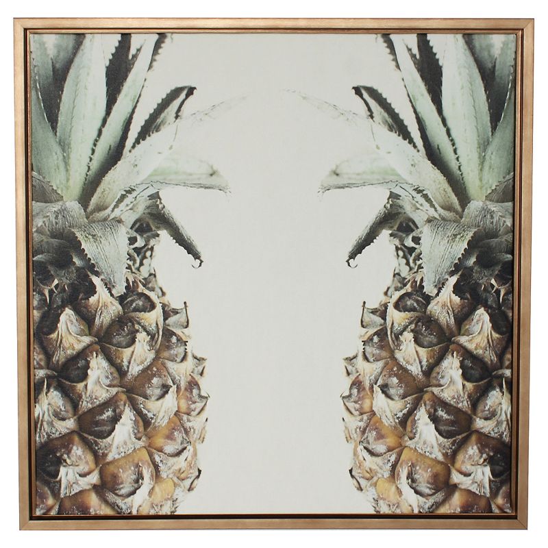 Pineapple Framed Canvas Art Gold (24"x24") - Uniek