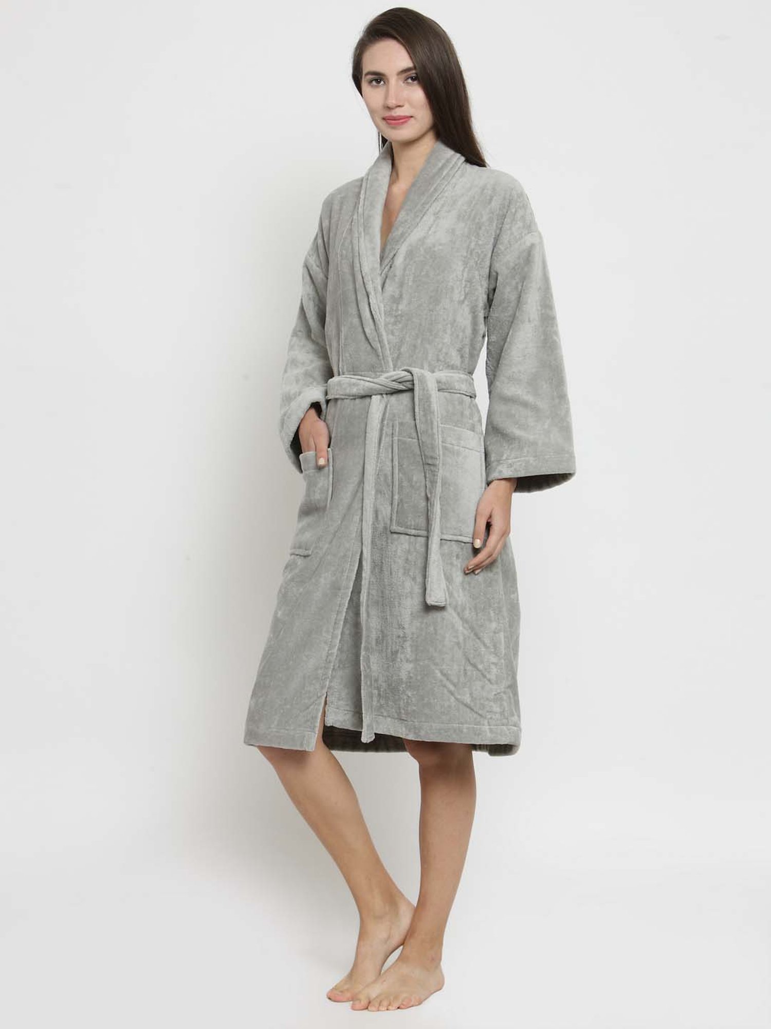 Trident Silver Grey Cotton 350 GSM Bathrobe