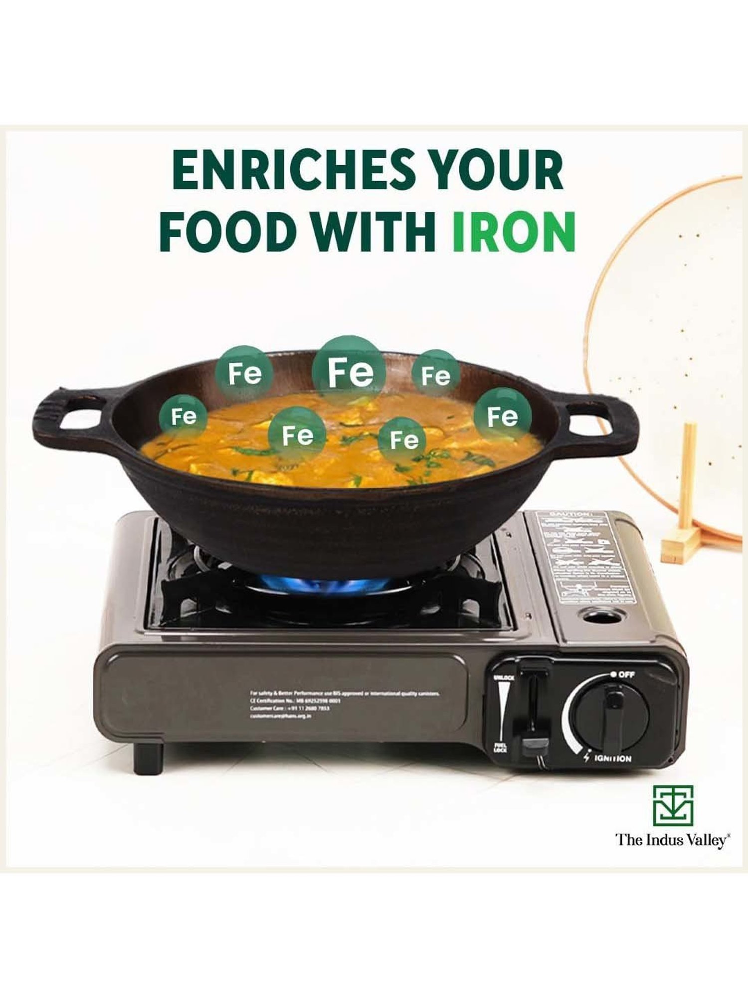 The Indus Valley Black Cast Iron Deep Frying Kadhai (1.3 L)