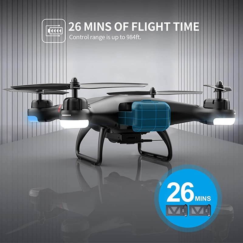 GPS Drone with 1080P HD Camera FPV Live Video for Adults and Kids, Quadcopter HS110G with Carrying Bag, 2 Batteries, Altitude Hold, Follow Me and Auto Return, Easy to Use for Beginner