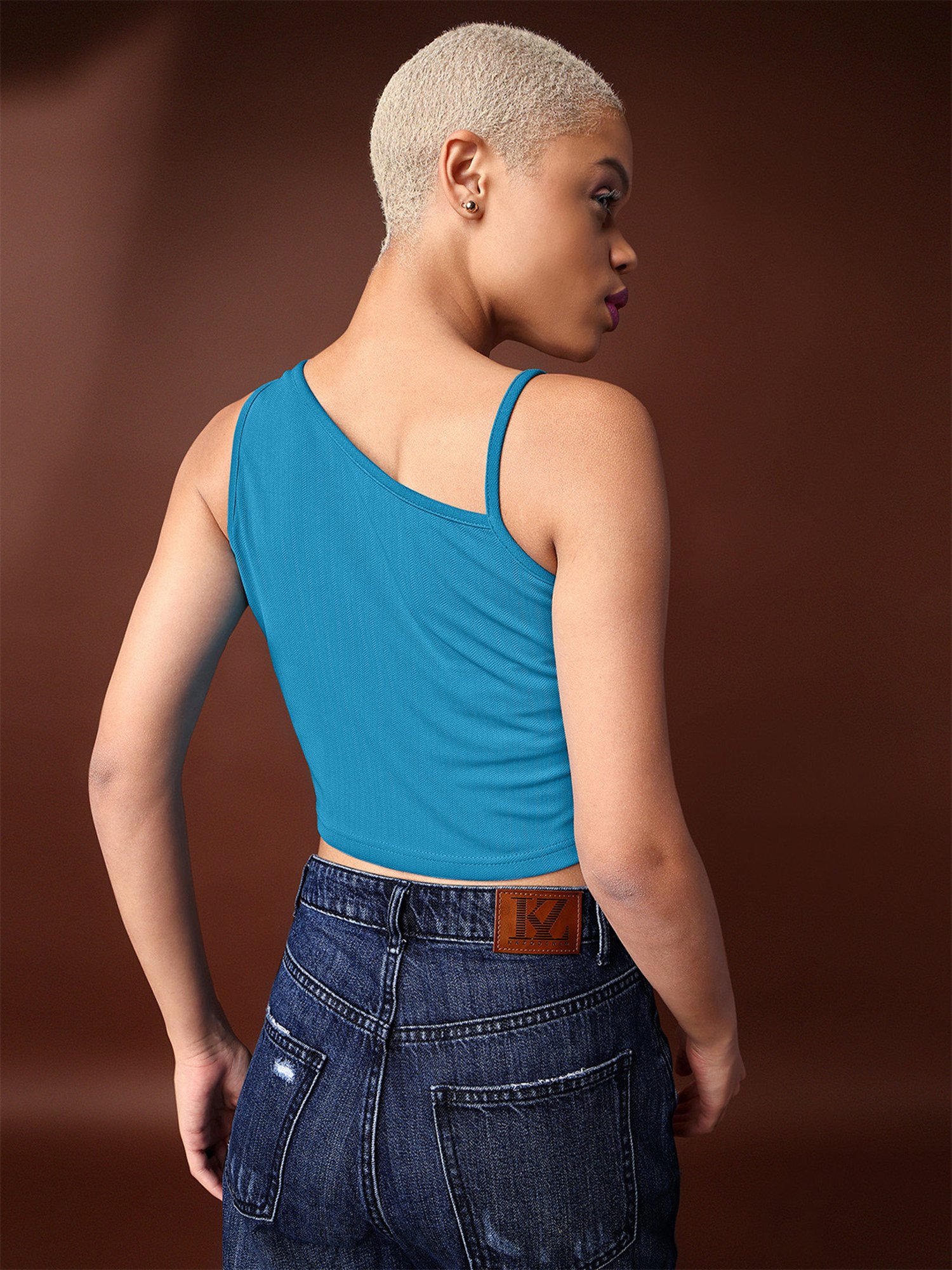 PURVAJA Teal Regular Fit Crop Top