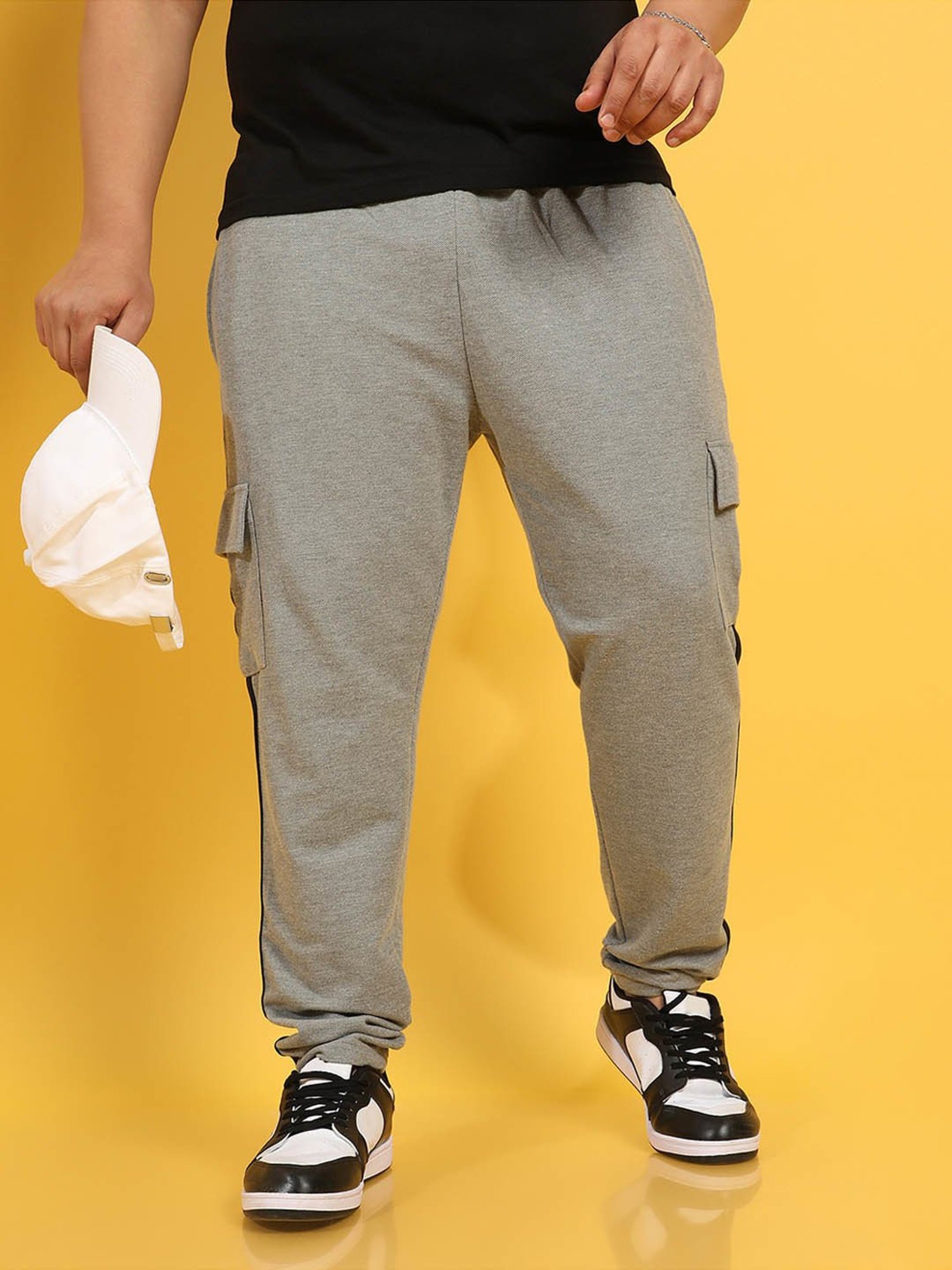 Instafab Plus Grey Regular fit Plus Size Trackpants