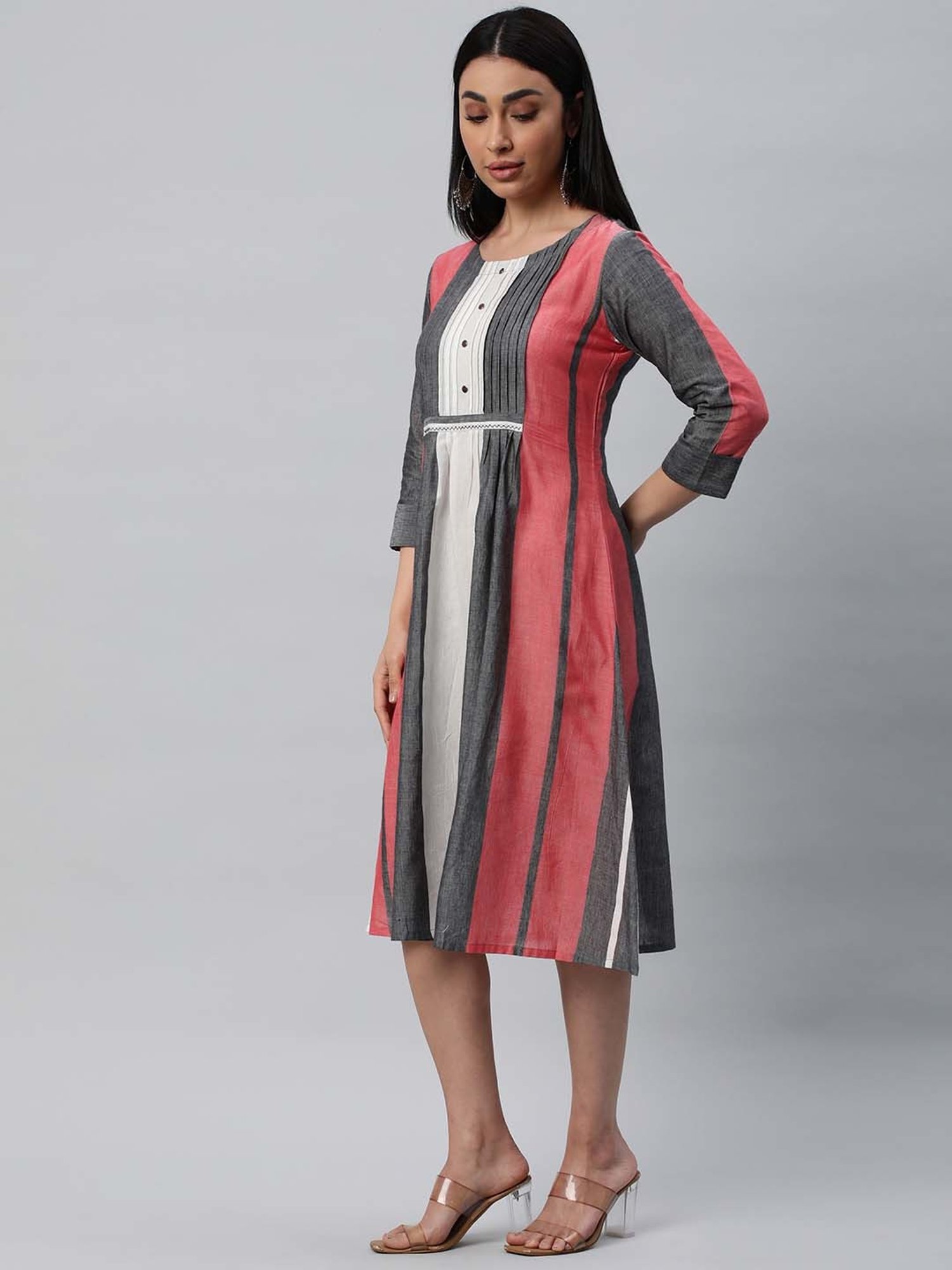 Kami Kubi Multicolor Striped A Line Dress