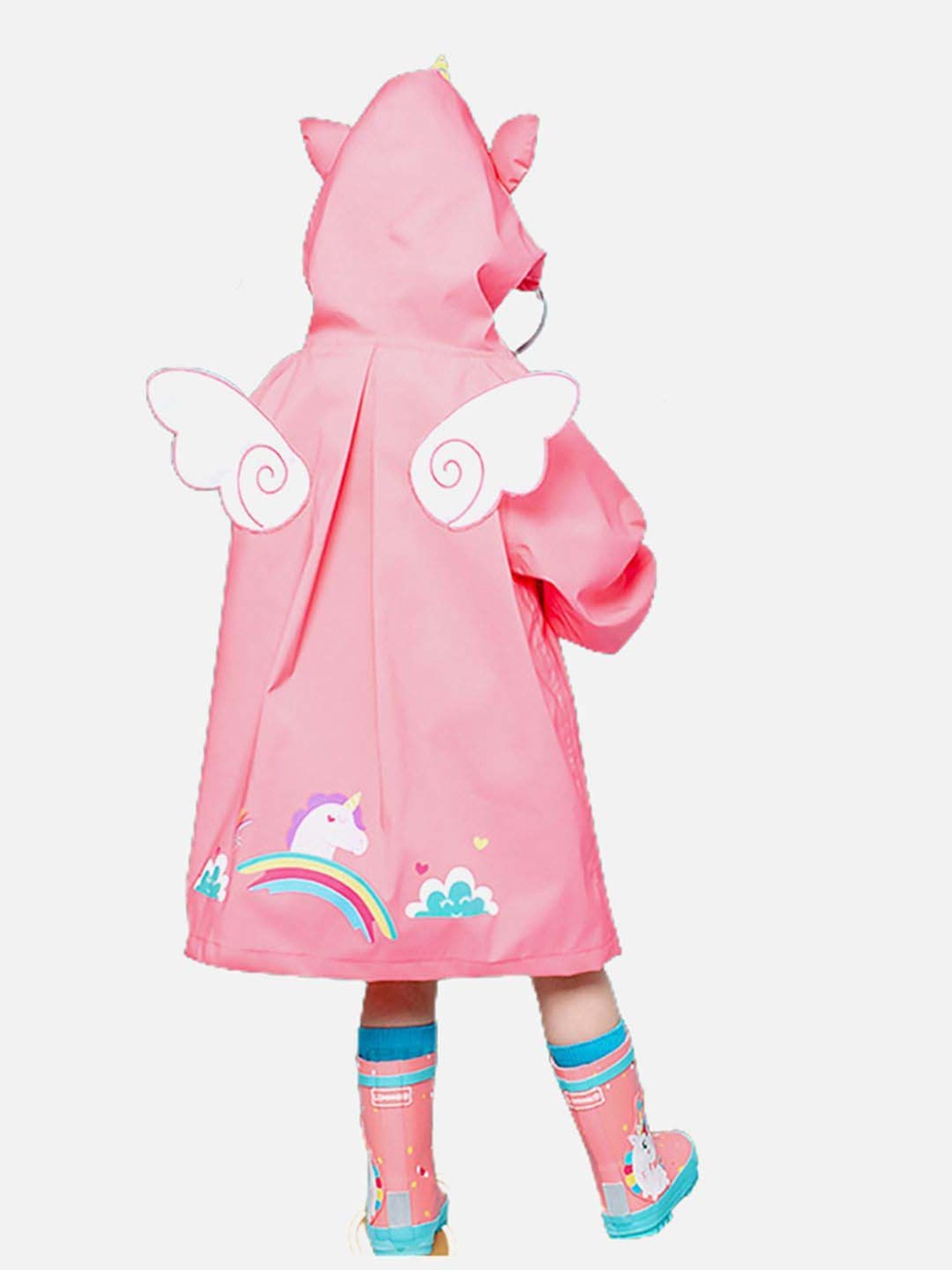 Little Surprise Box Kids Pink Printed Full Sleeves Raincoat