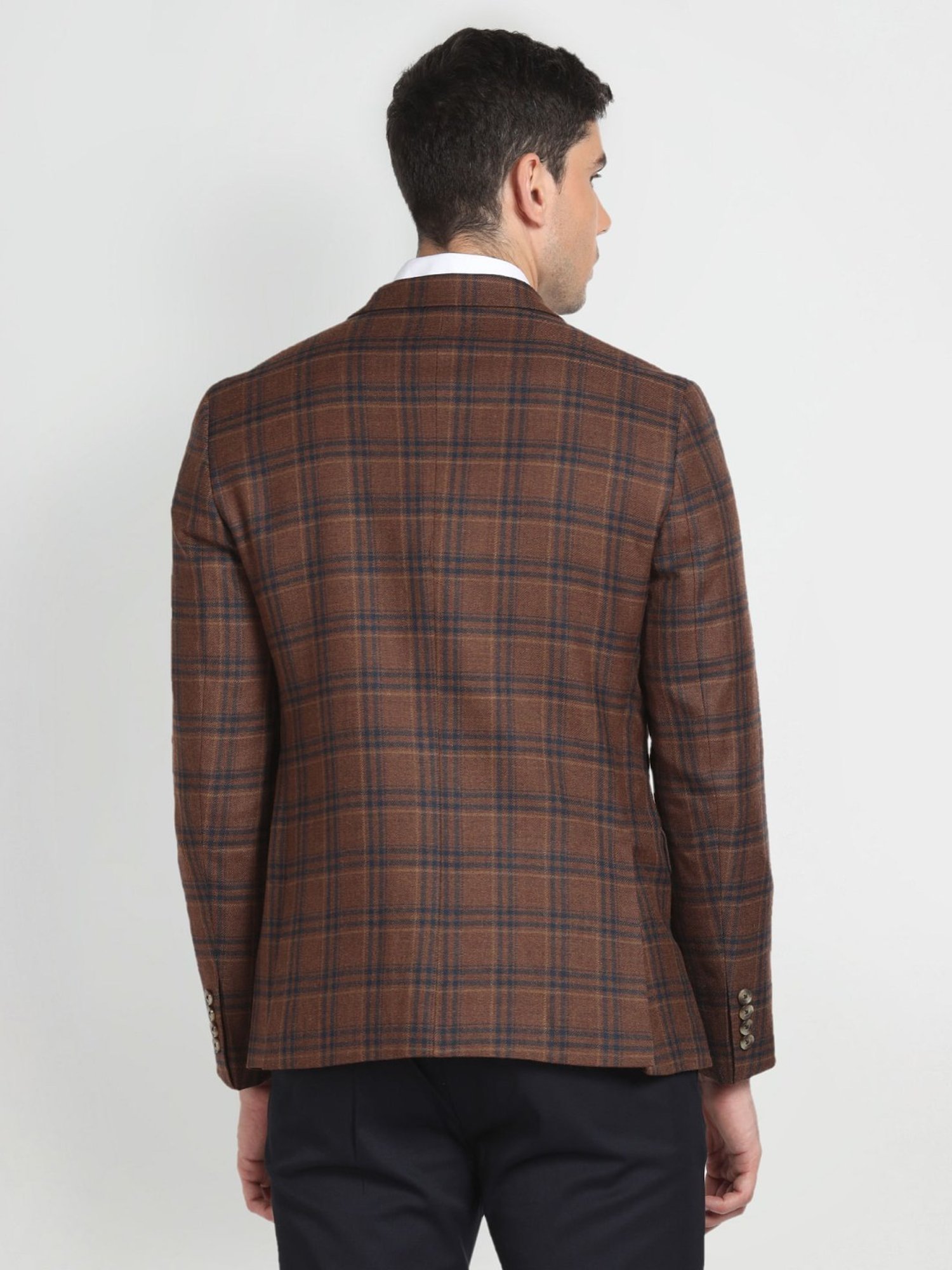 Arrow Brown Regular Fit Checks Blazer