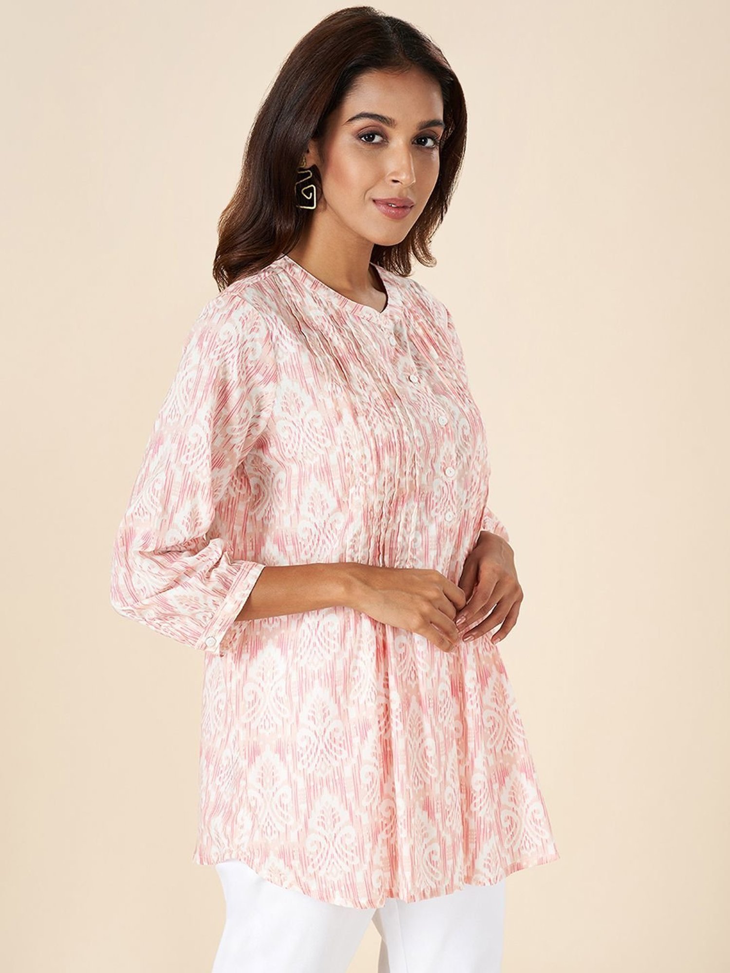 Akkriti by Pantaloons Blush Pink Cotton Printed Tunic
