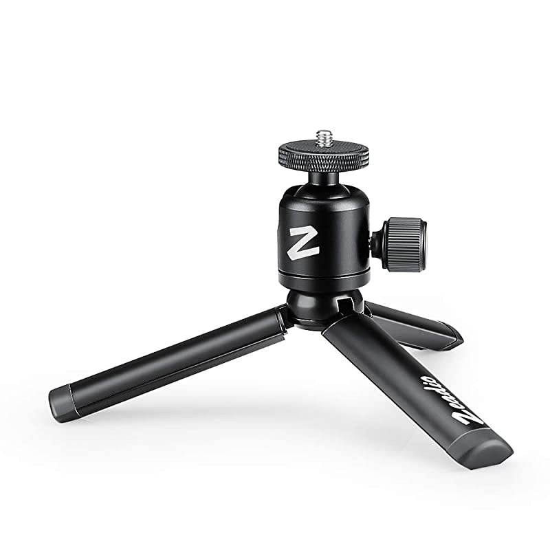 Metal Mini Tripod + Ball Head Mount with 14 Inch Screw Desktop Tabletop Stand Tripod Fits for Smooth 4 Osmo Mobile Vimble 2 Gimbal Handle Grip Stabilizer and All Cameras