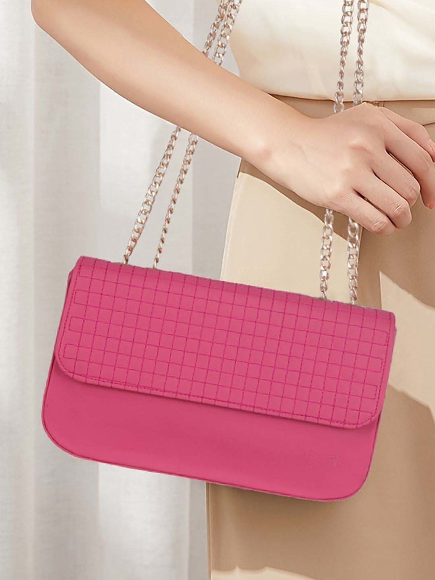 Abeeza Pink Quilted Small Sling Handbag