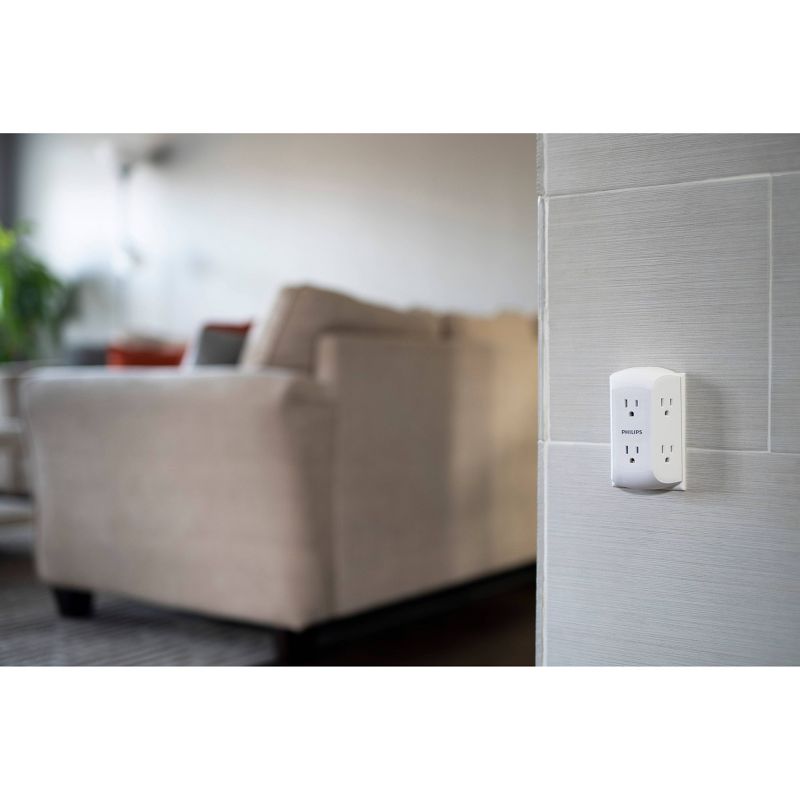 Philips 6-Outlet Grounded Tap White With Resettable Circuit Breaker