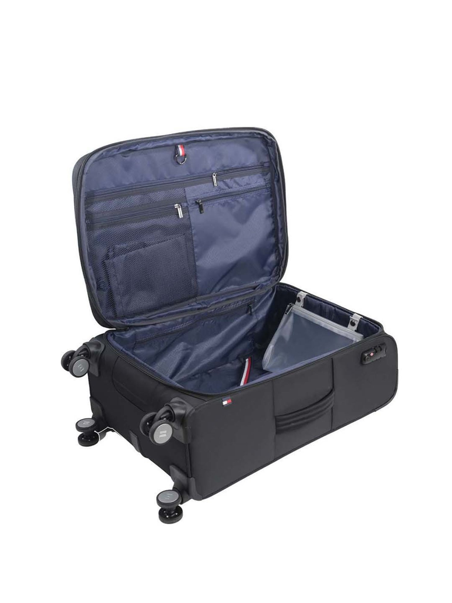 Tommy Hilfiger Kingsville Black Printed Large Soft Trolley Bag - 47 cm