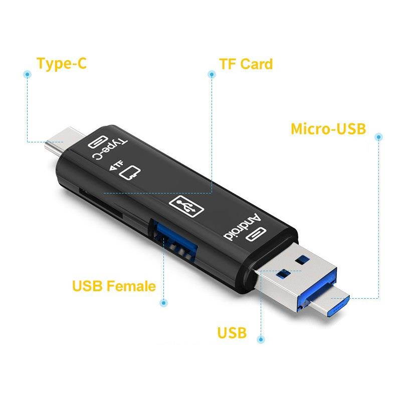 Micro USB Type C USB TF Card Reader OTG Hub Adapter For Samsung Xiaomi MacBook