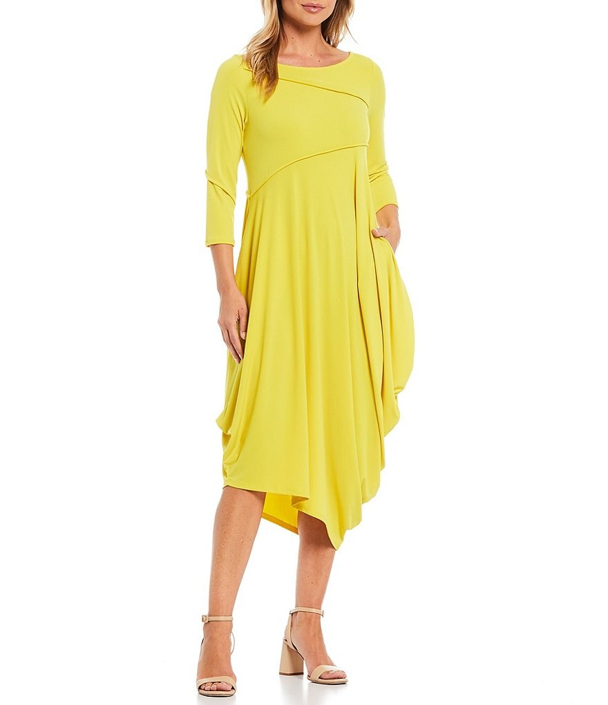 IC Collection Boat Neck Asymmetrical Hem Shift Dress