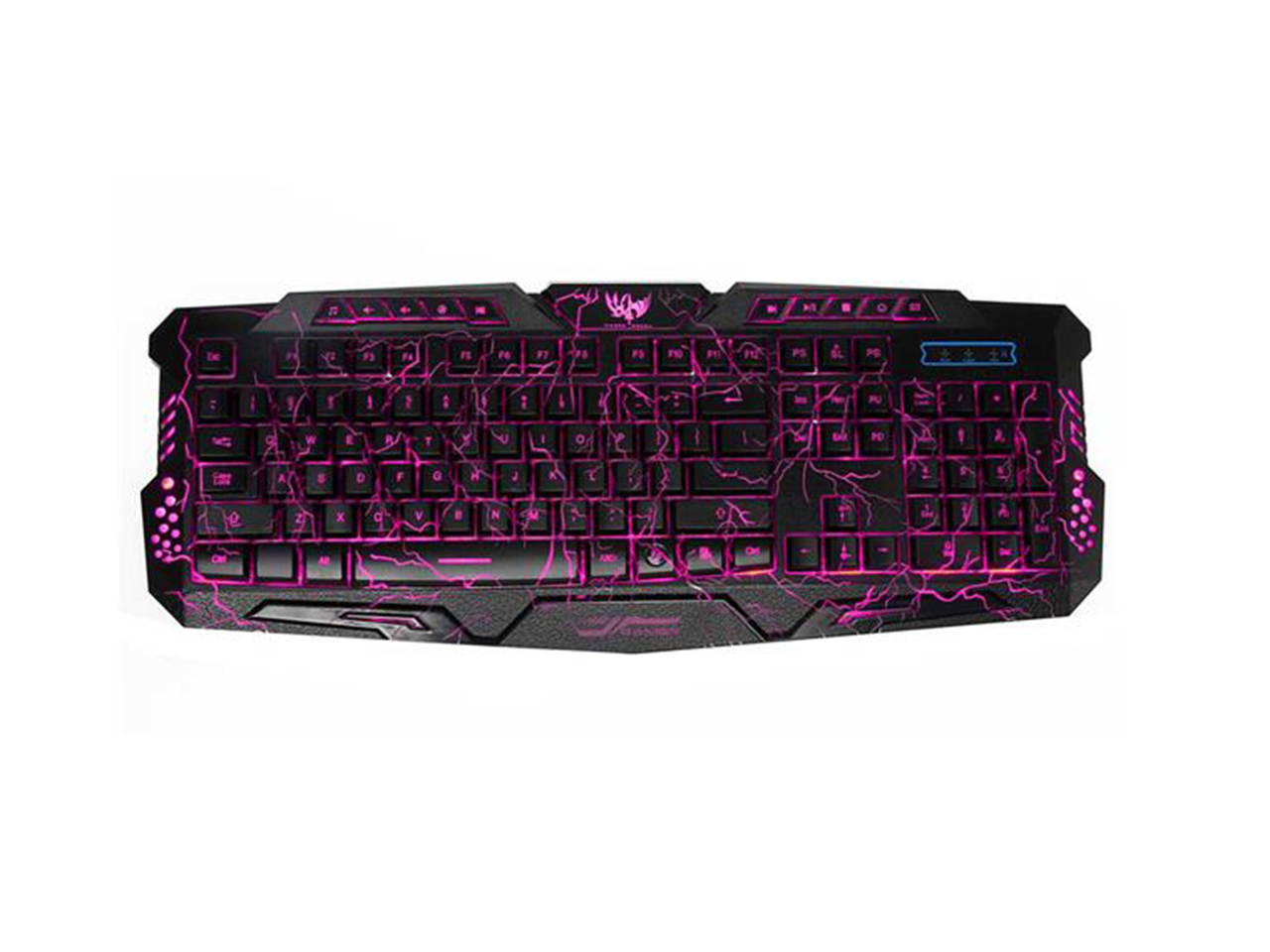 A878 114-Key LED Backlit Wired USB Gaming Keyboard with Cracking Pattern Black