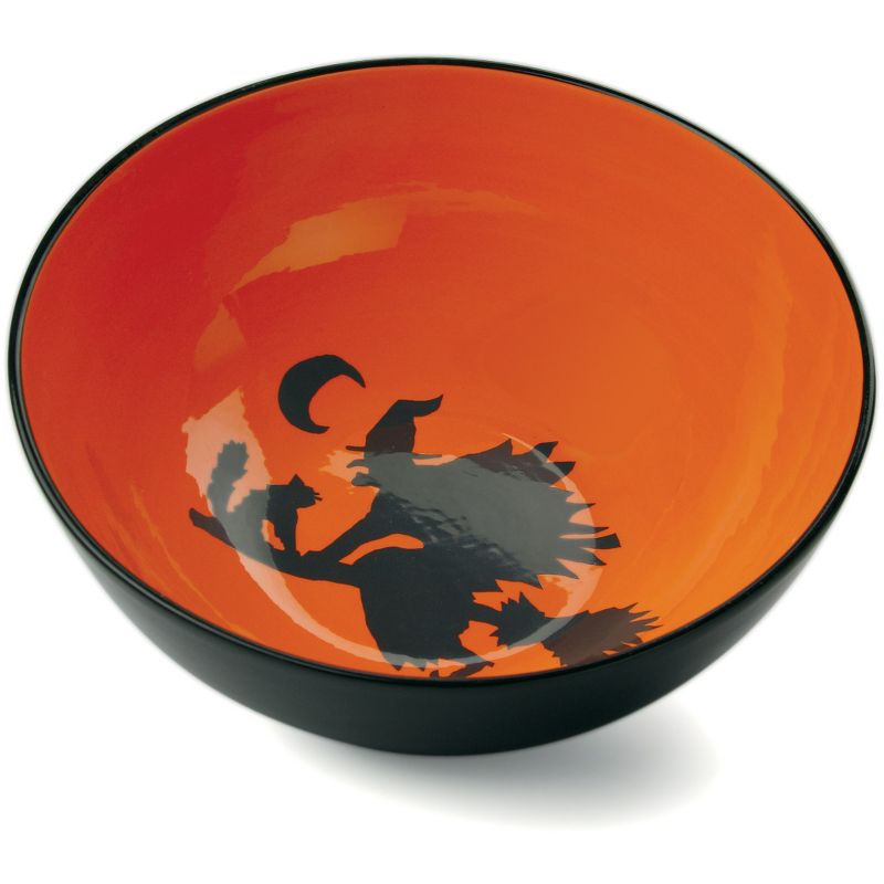Omniware Orange and Black Halloween Potion No. 9 Orange Earthenware Treat Bowl