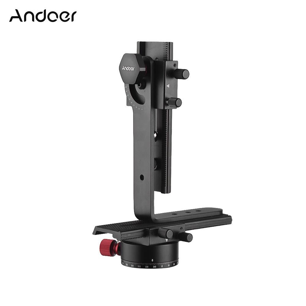 Andoer 720 Degree Panoramic Head Swivel Panoramic Indexing Rotator+2 Way Rail Slider+L Bracket Kit for Canon Nikon Sony DSLR