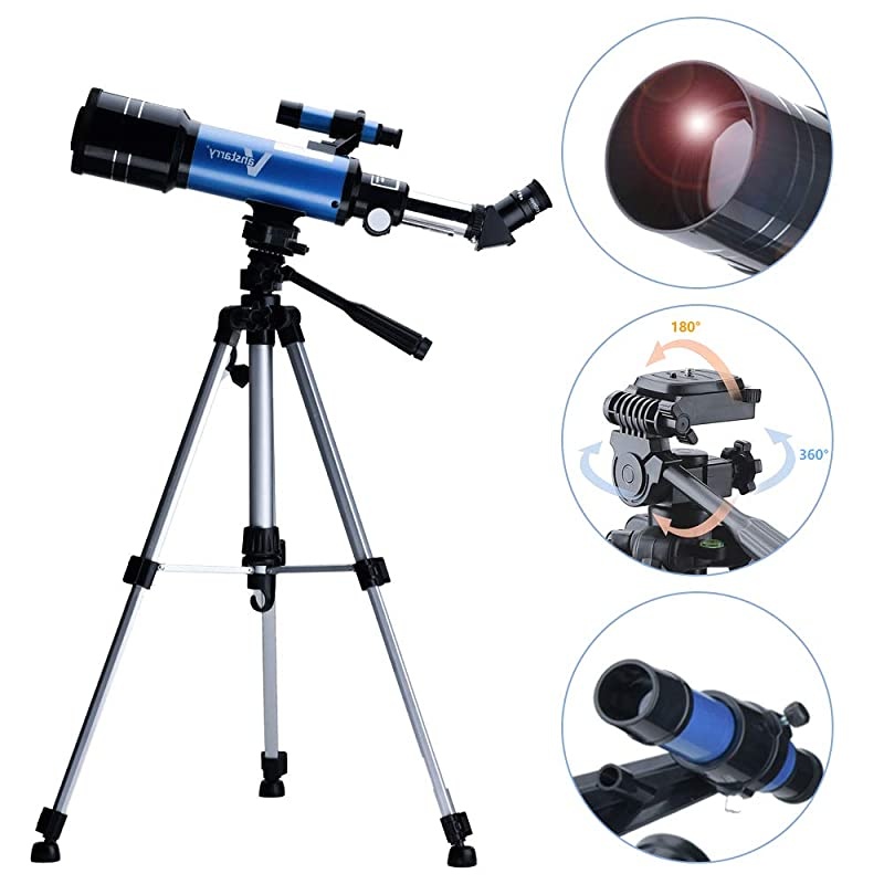 Telescopes for Kids Travel Kids Telescope 70mm Aperture 400mm AZ Mount Astronomical Refractor Telescopes for Adults Astronomy Beginners Portable Travel Telescopes with Carry Bag