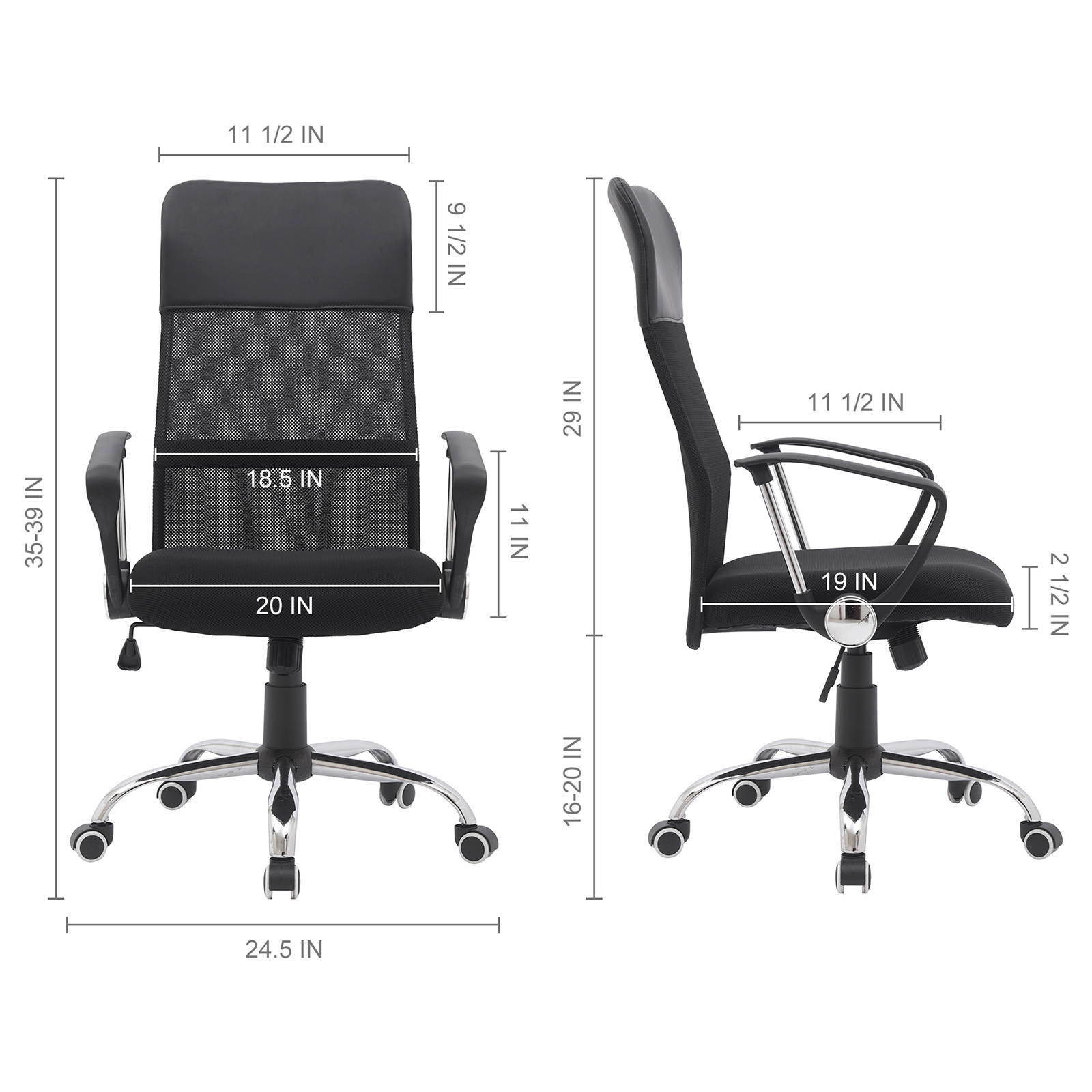 YOUTHUP Office Chair Ergonomic Desk Chair Mesh Computer Chair Mid Back Mesh Home Office Swivel Chair, Modern Executive Chair with Armrests Lumbar Support