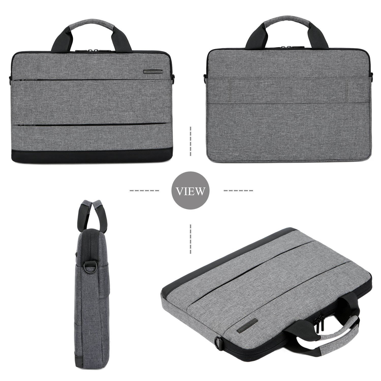 BRINCH 15.6 Inch Laptop Shoulder Bag,Classic Lightweight Slim Portable Laptop Messenger Sleeve Case for Work / Travel,Fits 15 - 15.6 Inches Laptop / Notebook / MacBook / Ultrabook Computer,Black