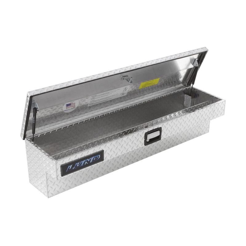 Lund Inc 9760 60 Inch Aluminum Weatherproof Side Mount Bin Truck Bed Lockable Tool Box Storage Organizer with Hinged Fixed Lid, Brite Silver