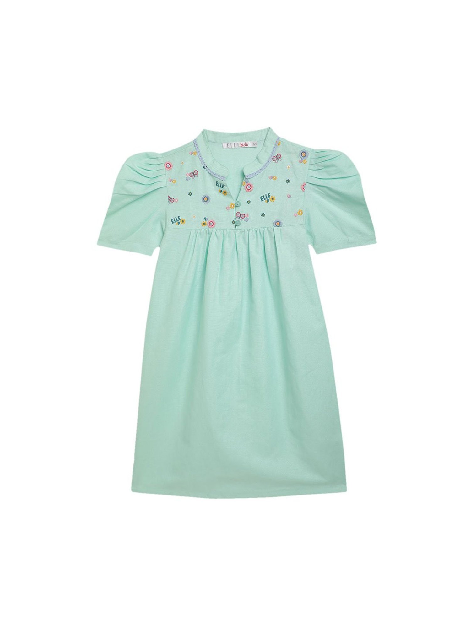 Elle Kids Green Embroidered Dress