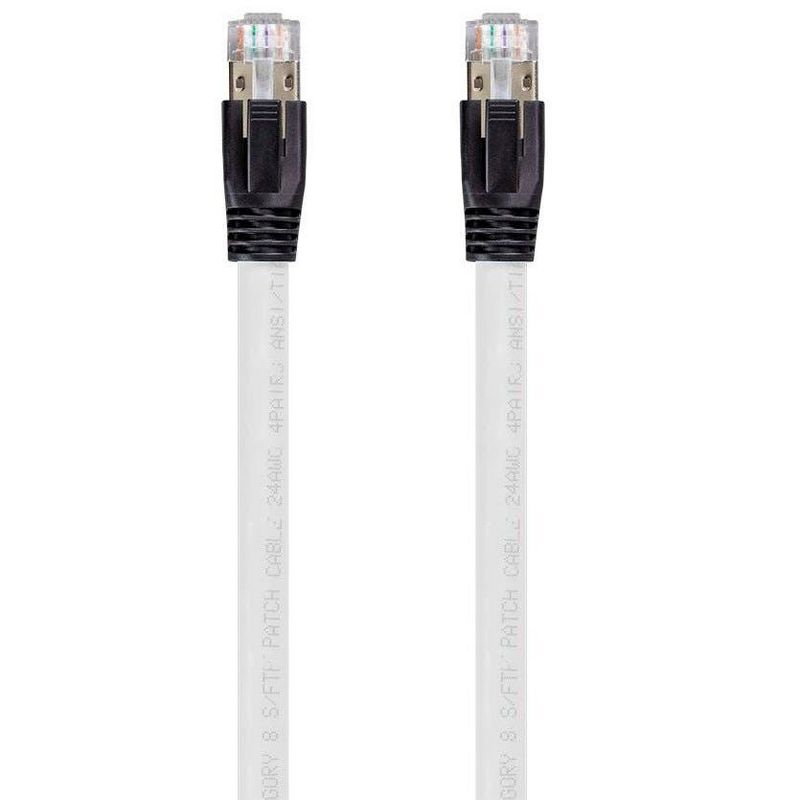 Monoprice Cat8 Ethernet Network Cable - 30 feet - White | 2GHz, 40G, 24AWG, S/FTP - Entegrade Series
