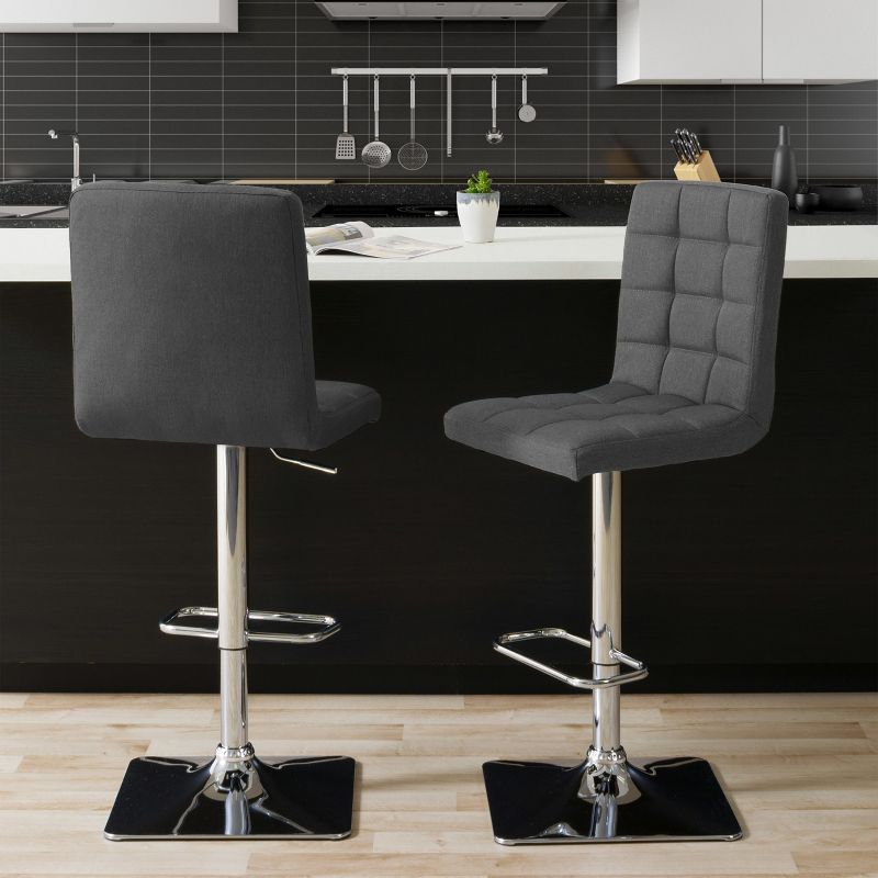 Set of 2 Corliving Heavy Duty Gas Lift Barstool Dark Gray