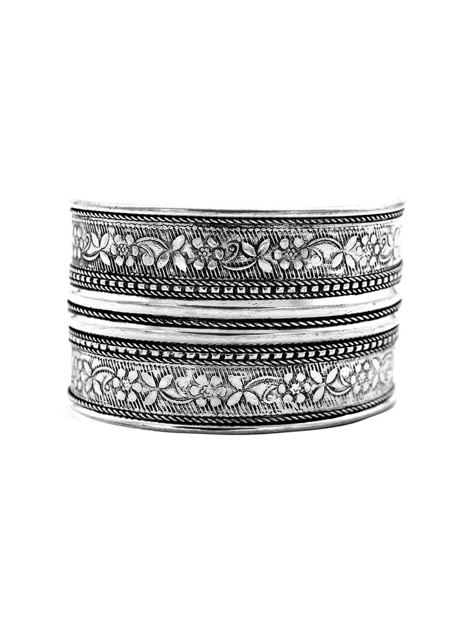 Teejh Silver-Plated Ikshula Stacked Bracelets for Women - Set of 3