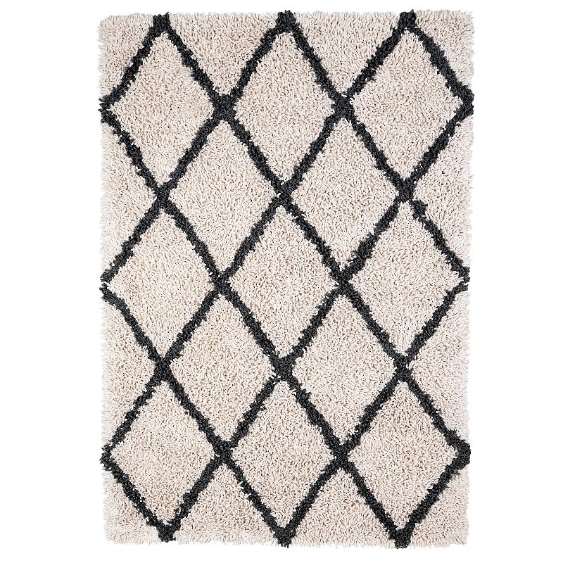 Anji Mountain Silky Shag Diamond Area Rug Gray 9'x12'