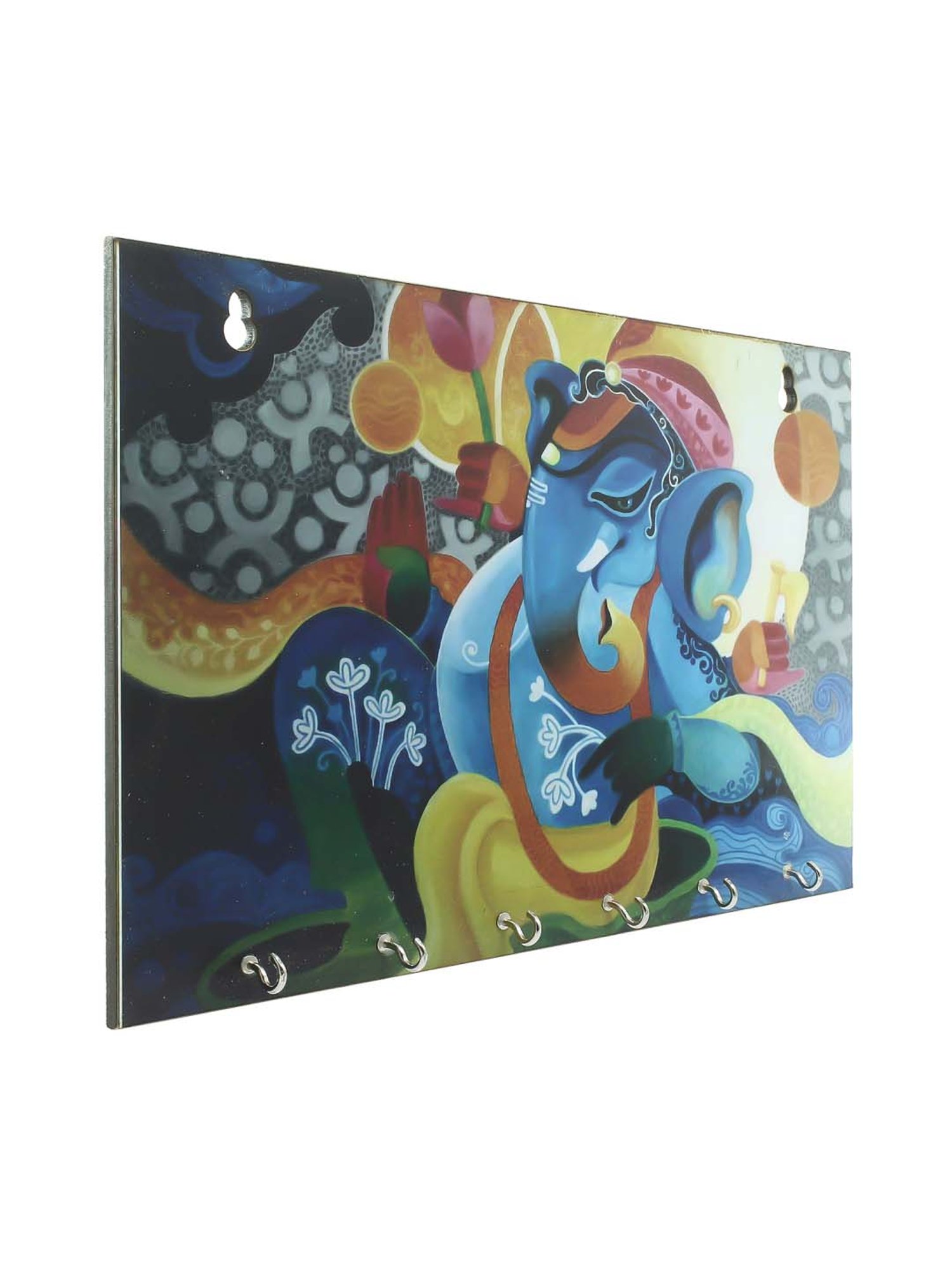 eCraftIndia Lord Ganesha Theme Wooden Key Holder with 6 Hooks