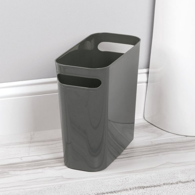 InterDesign Una Plastic Rectangular Wastebasket - Slate (10")