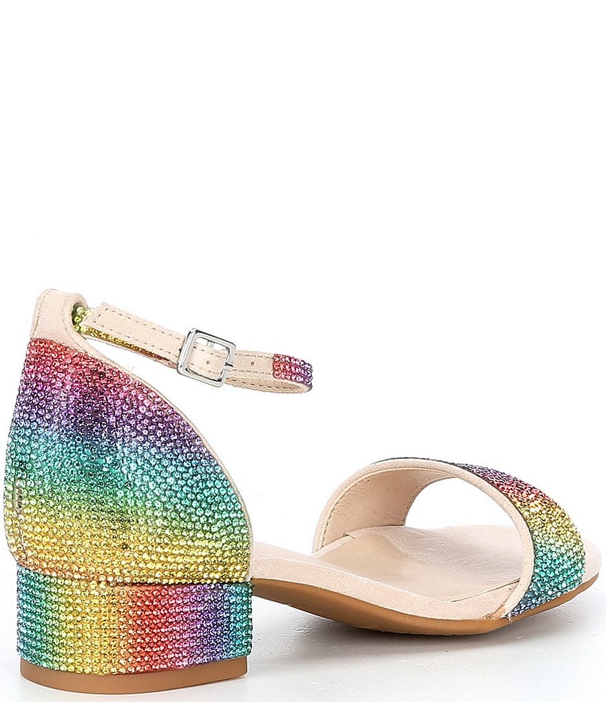 GB Girls' Amaze-Girl Jeweled Two Piece Rainbow Sandals (Youth)