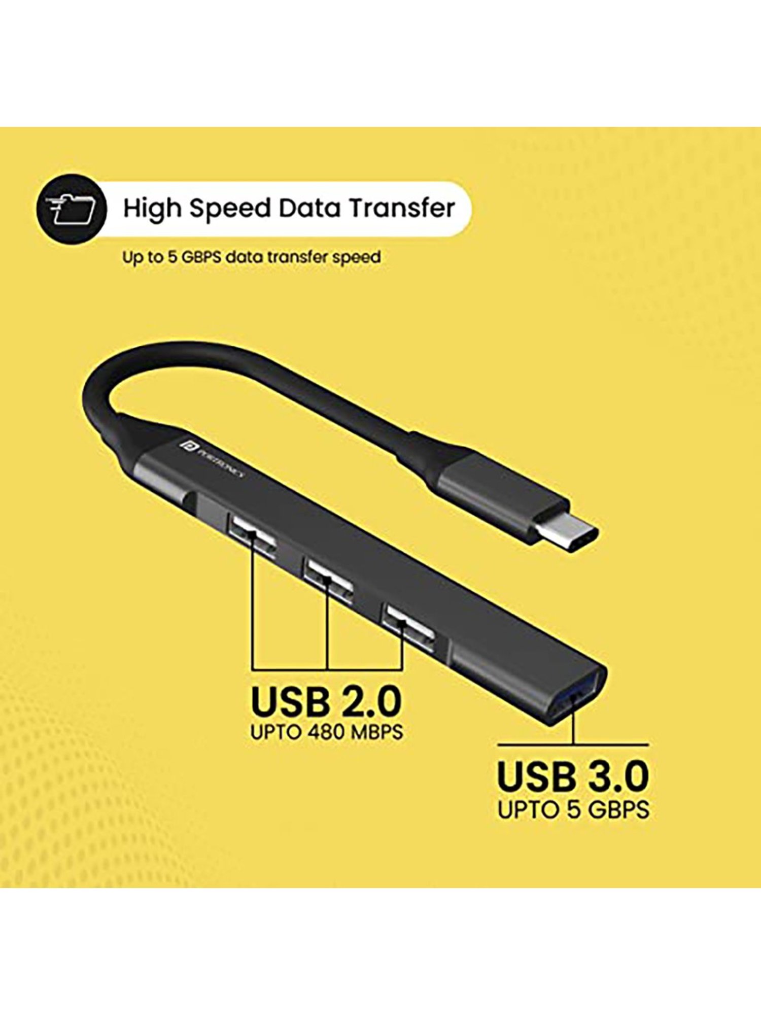 Portronics Mport 31C POR-1485 4 Port USB Hub (Grey)