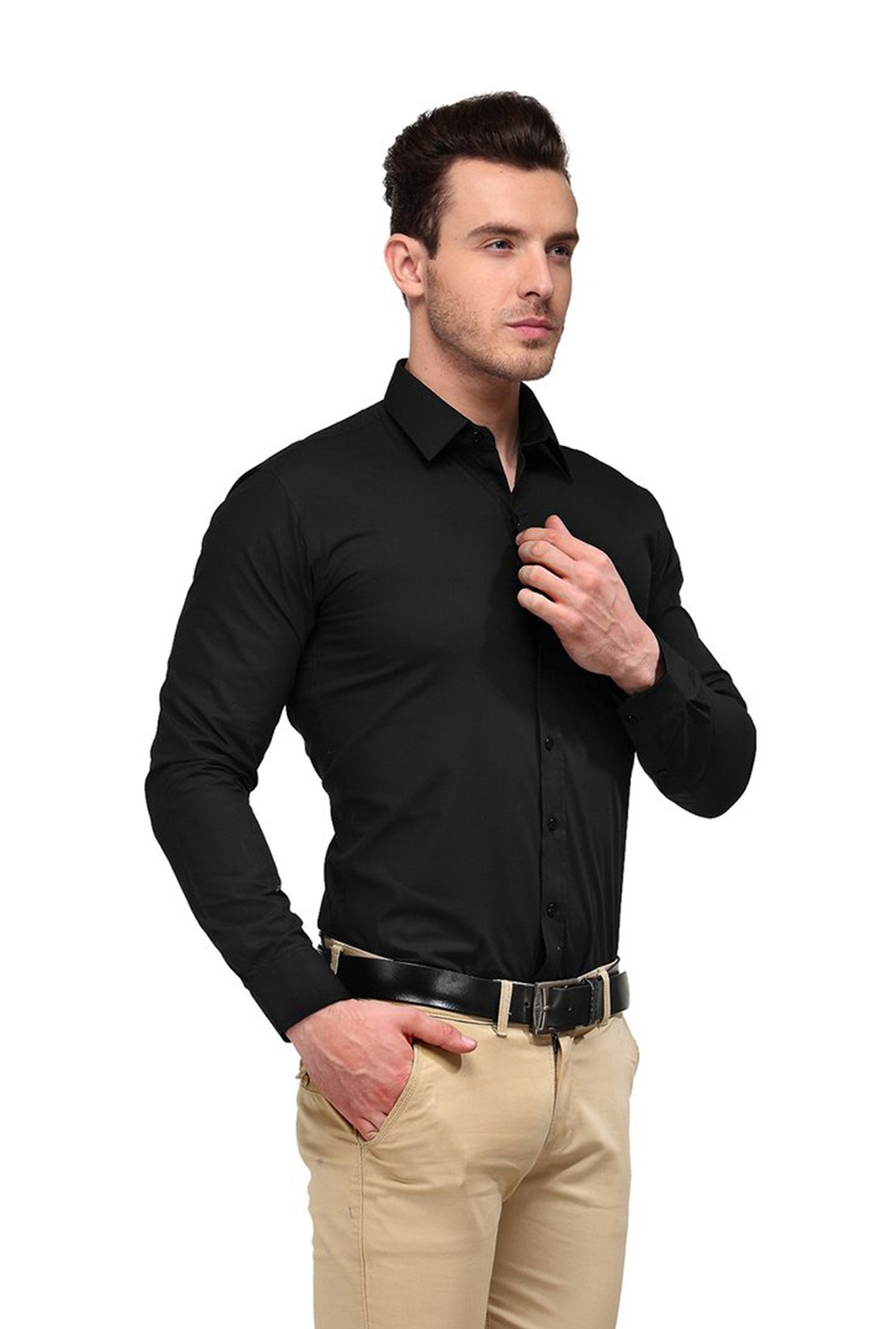 Hancock Black Slim Fit Solid Shirt