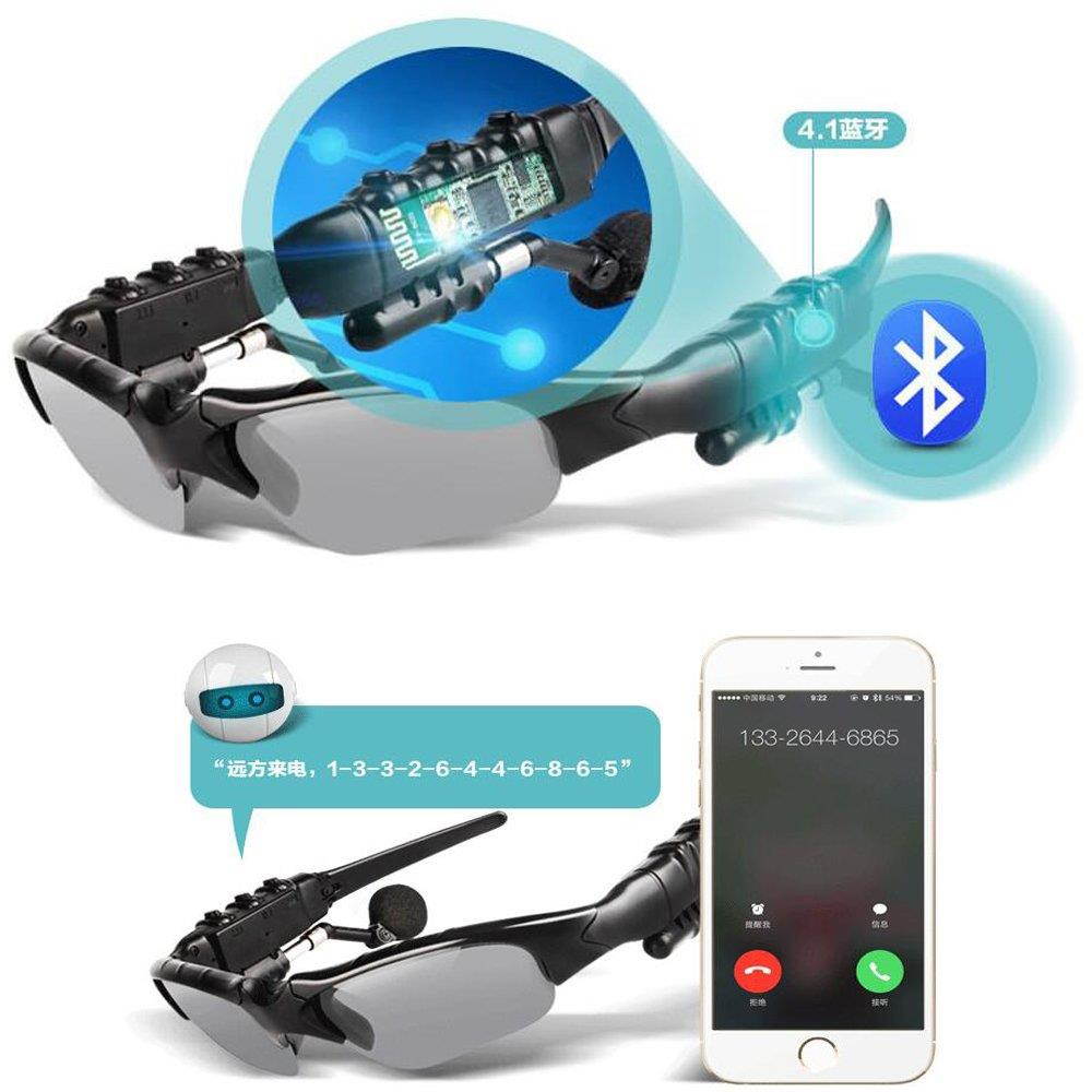 sport Bluetooth 4.1 car Sunglass Glasses Earbuds Music Stereo Wireless Headphone for men and women travel Mountaineering (BLACK)