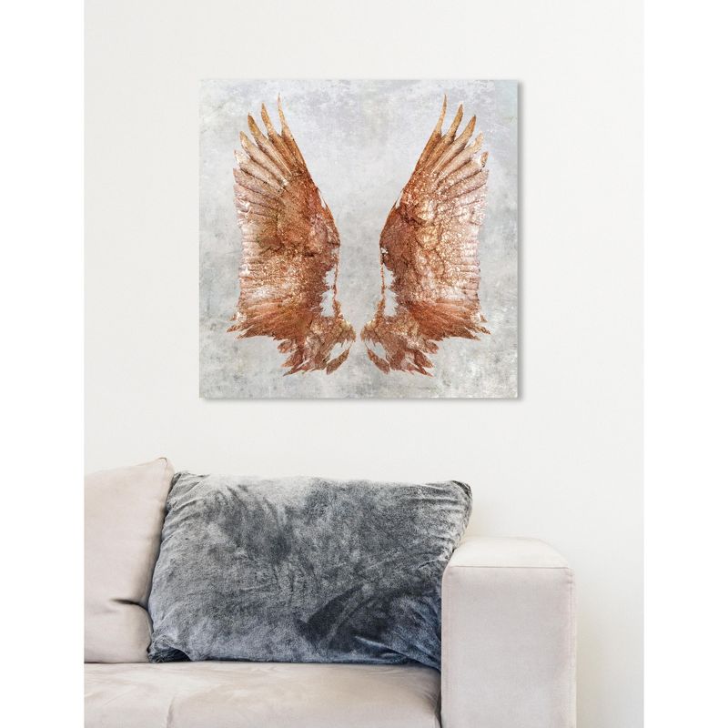 20" x 20" Rose Gold Wings Fashion and Glam Unframed Canvas Wall Art in Pink - Oliver Gal