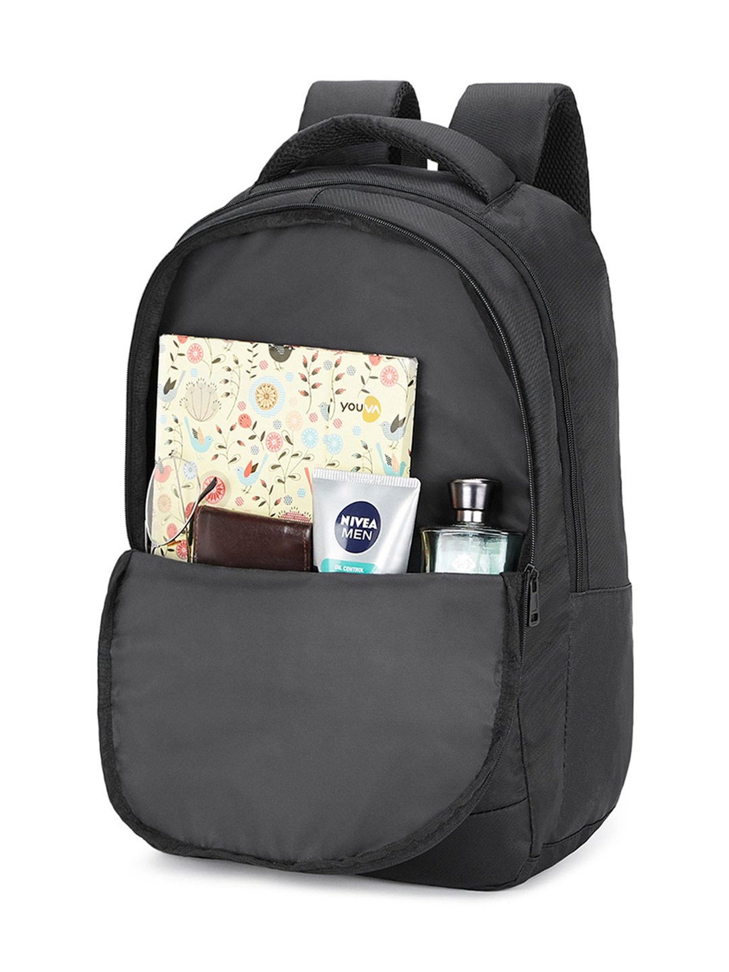 The Vertical Run Devin Black Textured Medium Laptop Backpack