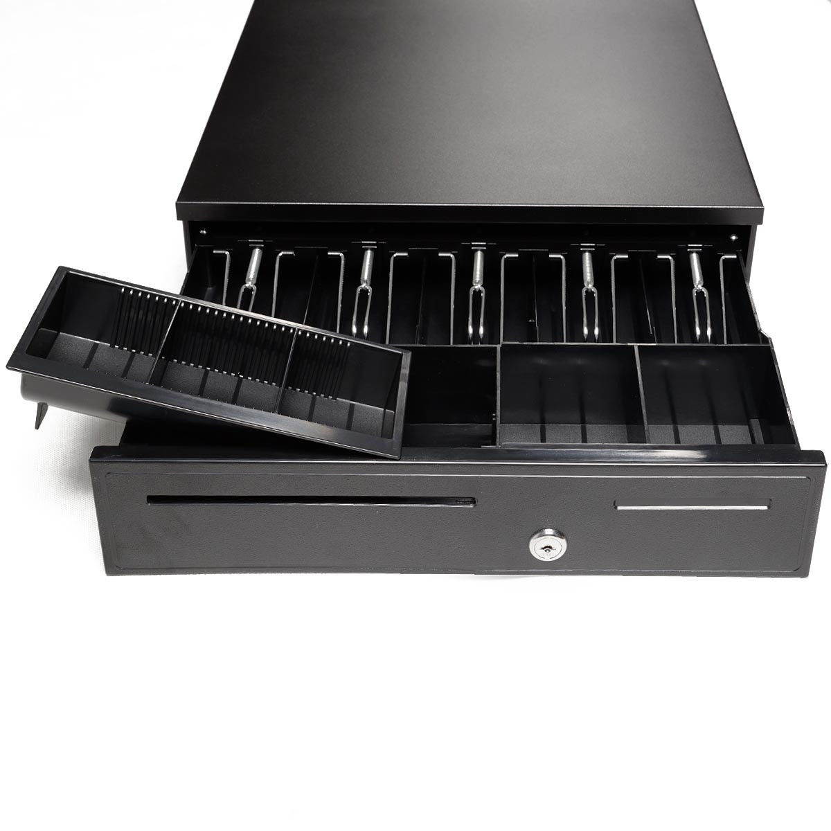 Cash Drawer Box Works Compatible Epson/Star POS Printers w/5Bill & 5 Coin Tray