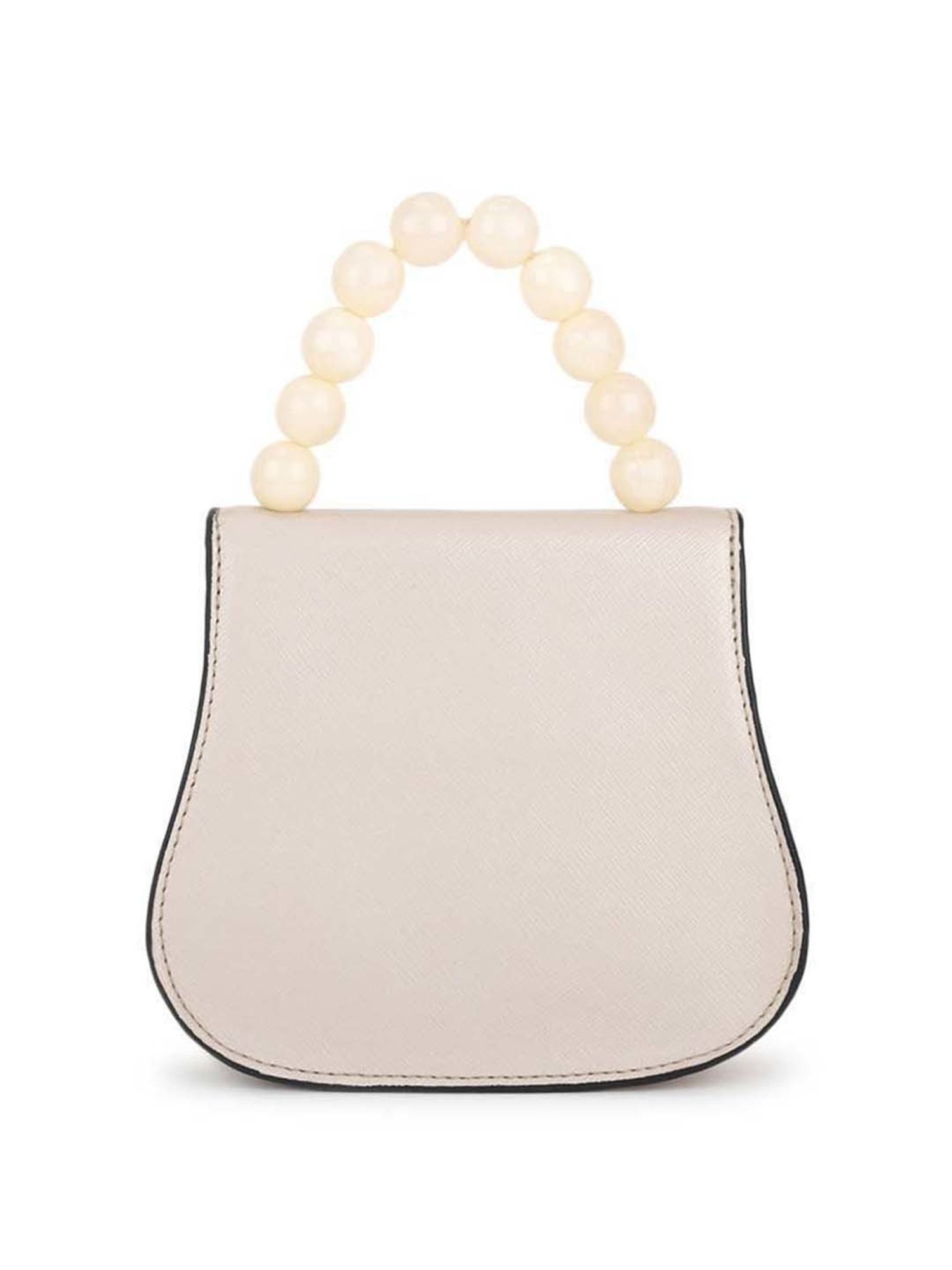 KLEIO Beige Solid Small Satchel Handbag