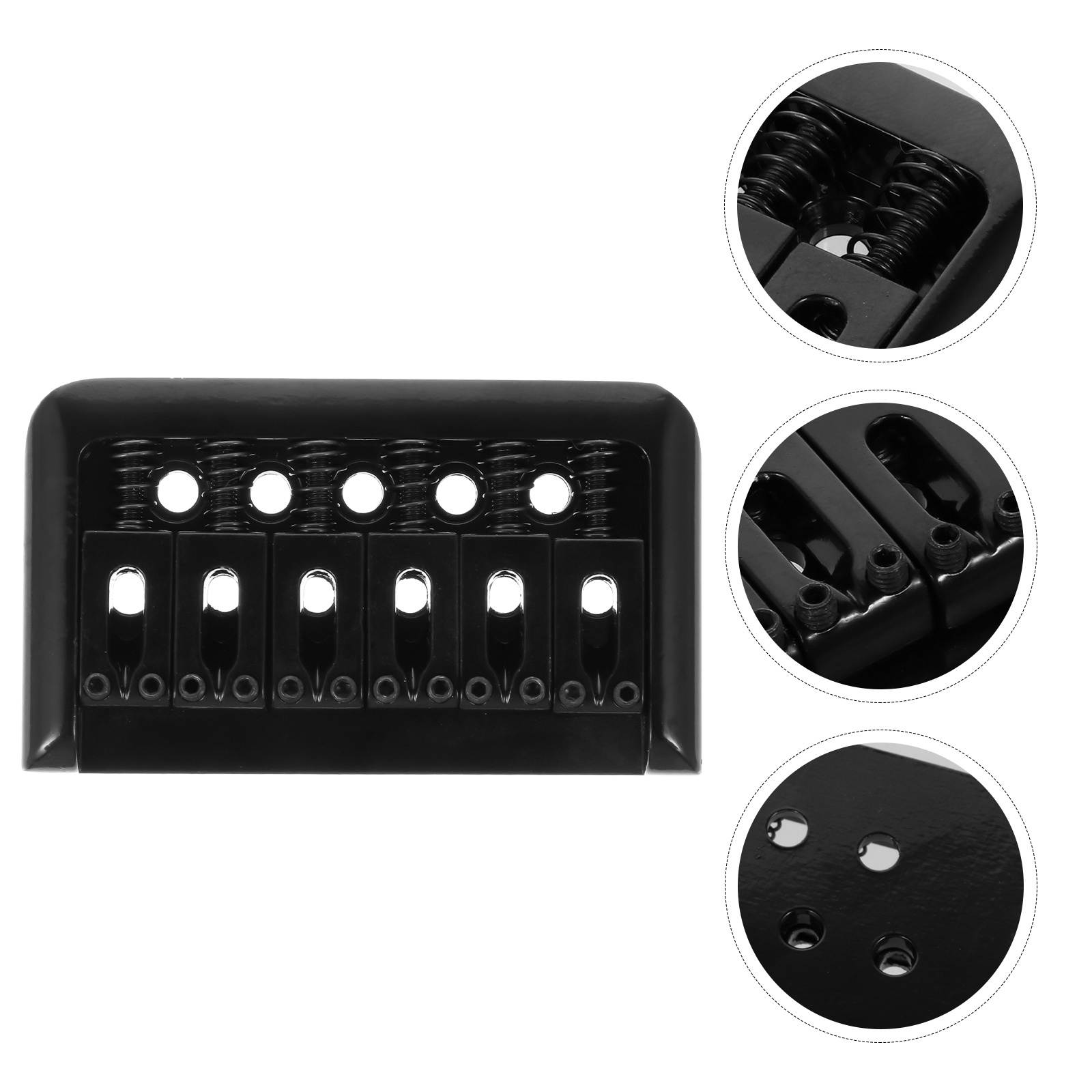 1 Set 6 String Guitar Fixed Bridge Hardtail Bridges Replacement Part (Black)