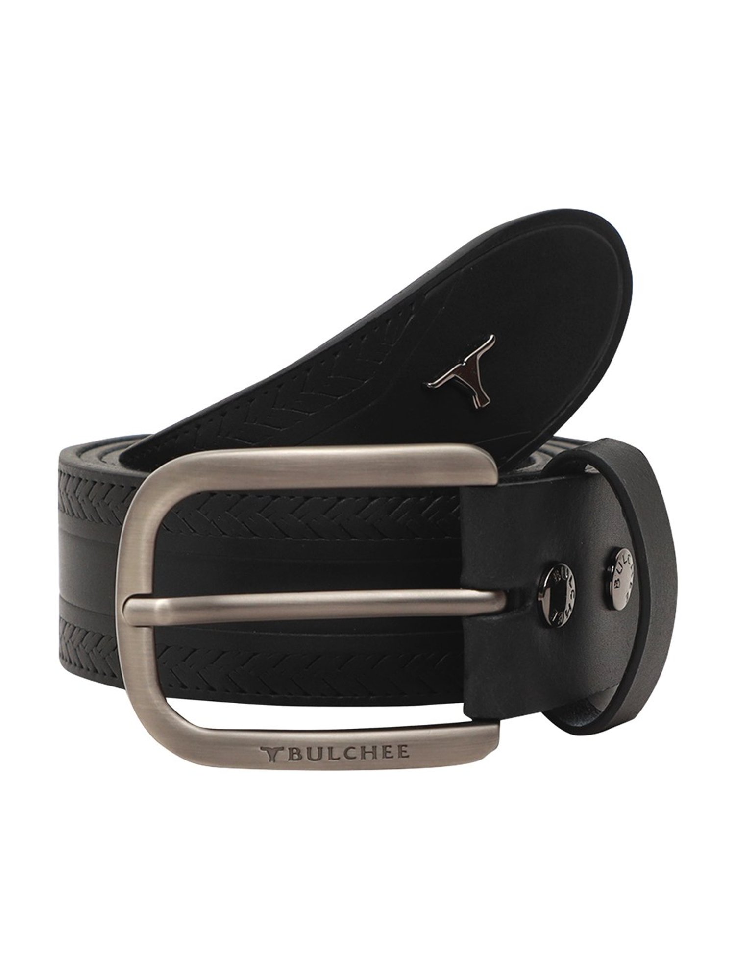 BULCHEE Black Leather Casual Belt for Men