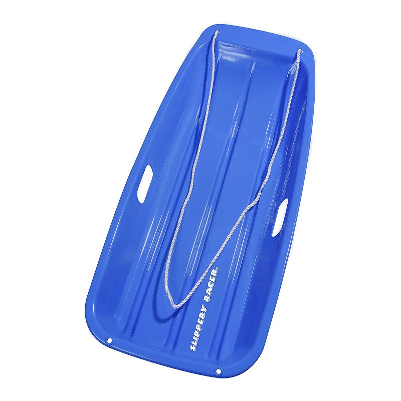 Slippery Racer Downhill Sprinter Flexible Kids Toddler Plastic Toboggan Snow Sled with Pull Rope, Blue