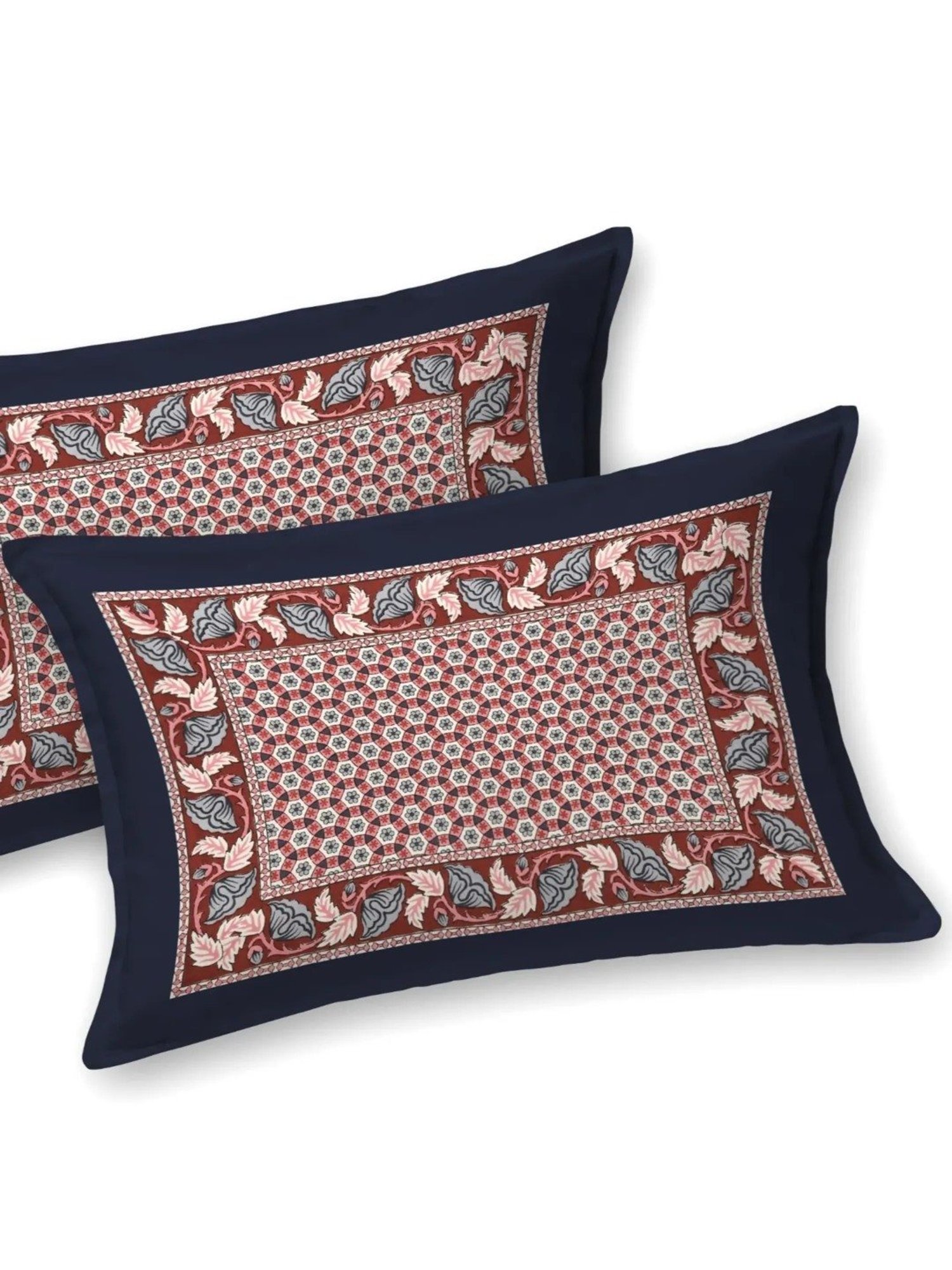 Living Roots Abstract Blue 300 TC Cotton Bedsheet with 2 Pillow Covers