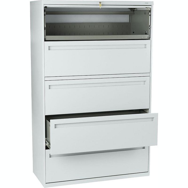 HON 700 Series Five-Drwr Lateral File w/Roll-Out & Posting Shelves 42w Light Gray 795LQ