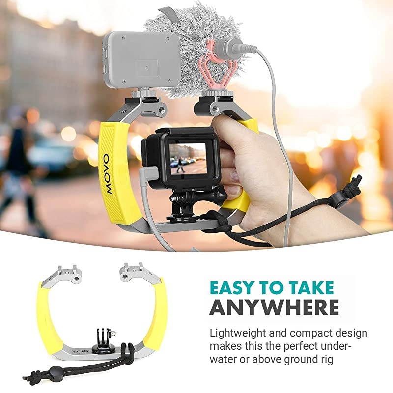GBU70Y Underwater Diving Rig for GoPro Hero with Cold Shoe Mounts Wrist Strap Works with HERO3 HERO4 HERO5 HERO6 HERO7 HERO8 and Waterproof Action Cam Scuba GoPro Accessory Yellow