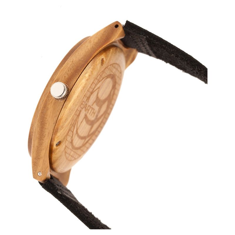 Earth Wood Aztec Men's Leather-Band watch - Dark Brown/Black
